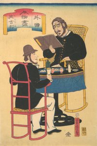 Englishmen Dining, 1:a månaden, 1861. av Utagawa Yoshitora