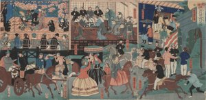 Utlänningar som turnerar Yokohama av Utagawa Yoshitora