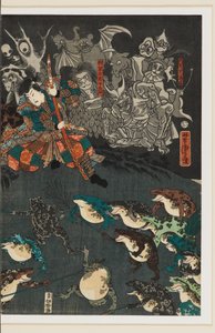 Nikushi the Frog Spirit trollar fram ett magiskt grodorslag vid Tateyama i Etchū-provinsen