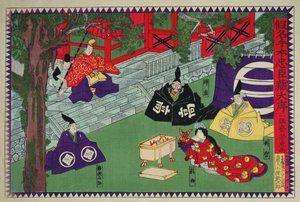 Scen från första akten av en kabuki-pjäs, 