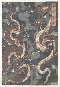 två drakar av Utagawa Yoshitsuya