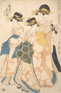 Oiran Hanaogi Of Ogiya Vid tryckpunkten d av För ny plan d To r Yoshino, va? 1806.