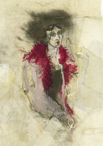 Stiliserad figur med uttrycksfulla penseldrag av Ute Rathmann