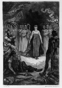 Illustration av V.A. Poirson (1890) för romanen Salammbo”” av Gustave Flaubert, som tar som ram legosoldatkriget vid tiden för det första puniska kriget (246-241 f.Kr.) mellan romarna och karthagerna.