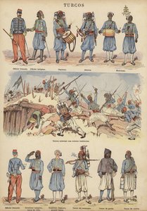 Turcos, koloniala soldater från den franska armén (färg litho)