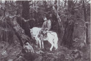 I tanke  (En riddare till häst går in i en tät skog) av V.Vasnetsov