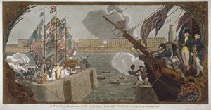 Öppnandet av London Docks, Wapping, 1805 av V Woodthorpe