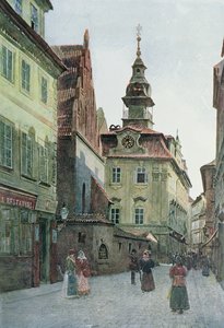Det judiska stadshuset i Prag, illustration från "Stara Praha", ca 1898