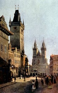 Starometsky-torget och rådhuset i Prag, ca. 1900 (tryck)