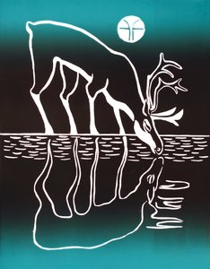 Drinking Caribou, 2018 (tusch på papper) av Vadym Vaskovsky