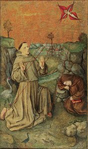 Saint Francis tar emot Stigmata, sent 1400-tal av Valencian School