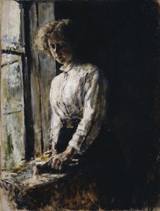 Vid fönstret. Porträtt av Olga Fyodorovna Trubnikova, 1886 av Valentin Aleksandrovich Serov