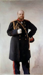 Porträtt till fots av Alexander III (1845-1895), Rysslands kejsare Målning av Valentin Serov (1865-1911) 1895 St. Petersburg. Chateau De Peterhof - Hellängdsporträtt av Alexander III (1845-1895), Rysslands kejsare. Målning av Valentin Serov (1865-1911) av Valentin Aleksandrovich Serov