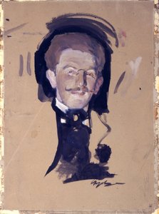Porträtt av konstnären Leon Bakst (Lev Rosenberg av Valentin Aleksandrovich Serov