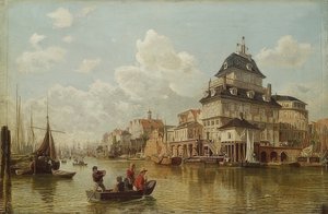 Trädkojan vid hamnen i Hamburg. 1850