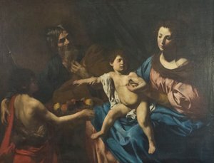 Helig familj med den unge Johannes Döparen av Valentin de Boulogne
