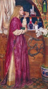 Drottningen var i salongen och åt bröd och honung (olja på panel) av Valentine Cameron Prinsep