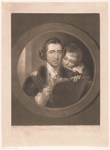 Porträtt av konstnären Benjamin West med sin son Raphael av Valentine Green