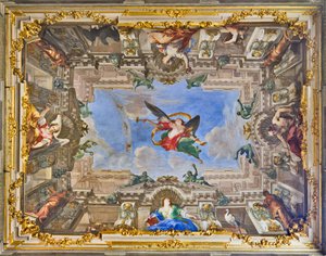 Allegory of the Fame och allegoriska figurer från Balbi-familjens Hall of the Fame (fresk) av Valerio and Mariani Giovanni Maria Castello