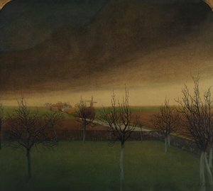 Före våren (akvarell på papper) av Valerius de Saedeleer