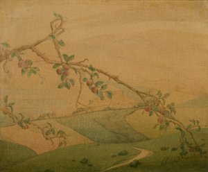 Landskap med äppelträd (olja på duk) av Valerius de Saedeleer