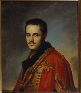 Porträtt av Nikolay Niolajevitj Raevsky den yngre (1801-1843). (Porträtt av N.N. Raevsky den yngre). Målning av Vasili Andreyevich Tropinin (Vassili Tropinin) (1776-1857), olja på duk av Vasili Andreevich Tropinin