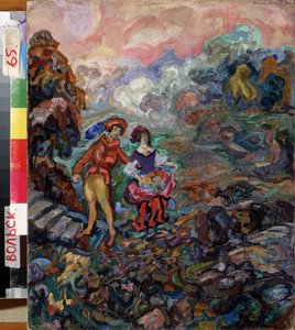En saga. Målning av Vasili Dmitrievich Millioti (1875-1943), olja på trä av Vasili Dmitrievich Millioti