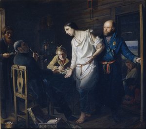 Kommissarie för landsbygdens polisutredning, 1857 av Vasili Grigorevich Perov