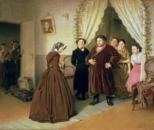 Guvernanten anländer till köpmannens hus, 1866