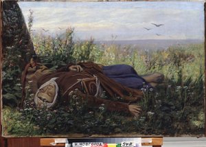 En pilgrim på en åker. Målning av Vasili (Vasili) Grigoryevich Perov (1834-1882), olja på duk av Vasili Grigorevich Perov