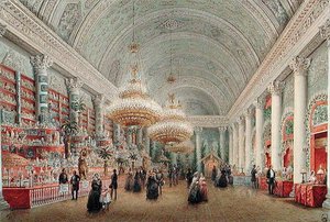 Välgörenhetsbasar i bankettkammaren i Yusupov-palatset (wc på papper) av Vasili Semenovich Sadovnikov