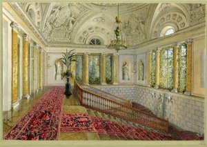 Trappa i ett palats. Verk av Vasily Semyonovich Sadovnikov (1800-1879), akvarell på papper av Vasili Semenovich Sadovnikov