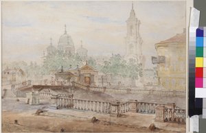 Voznesensky-bron över Katarinakanalen, av Sadovnikov, Vasily Semyonovich (1800-1879). Akvarell på papper