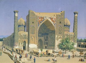 Medrasah Shir-Dhor på Registan plats i Samarkand av Vasili Vasilievich Vereshchagin