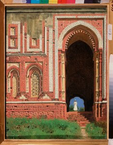 Qutb Minar, En omgivande port i gamla Delhi (Indien) (Qutub Minar, En omgivande port i gamla Delhi) - Målning av Vasili Vasilyevich Vereshchagin (Vassili Vereshchagin) (1842-1904) av Vasili Vasilievich Vereshchagin