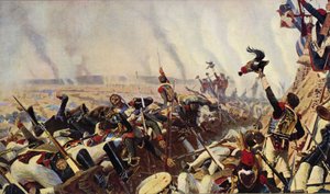 Slutet av slaget vid Borodino (färglitografi) av Vasili Vasilievich Vereshchagin