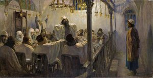 Il est coupable de la mort - Han är skyldig till döden! - Polenov, Vasili Dmitrievich (1844-1927) - 1906 - Olja på duk - 113x220 - Privat samling (En del av serien av målningar Kristi liv färdigställd av konstnären i slutet av 1890-1900-talet) av Vasilij Dmitrievich Polenov