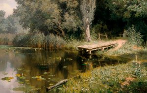 Bassängen bevuxen med vegetation. Målning av Vasily Dmitrievich Polenov (1844-1927)