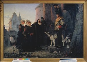 Le droit de la premiere nuit (droit de seigneur du seigneur) - Den första nattens rätt - Målning av Vasili Dmitrievich Polenov (1844-1927), olja på duk av Vasilij Dmitrievich Polenov