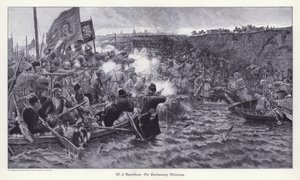 Erövringen av Sibirien av Yermak Timofeyevich (gravyr) av Vasilij Ivanovic Surikov