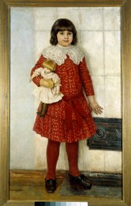 Flickan har dockan Målning av Vasilli Ivanovich Surikov (Vasily Surikov eller Vasili Surikow) (1848-1916) 1888 Moskva. Tretjakovgalleriet