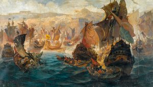 Erövringen av Konstantinopel av korsfararna (Beleiring av Konstantinopel av Vasilios Chatzis