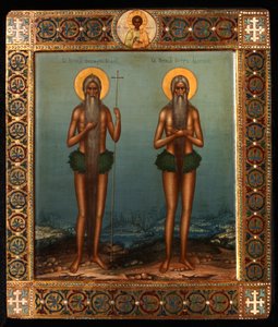 Vördade Onuphrius och Sankt Peter av berget Athos, 1902 av Vasily Pavlovich Guryanov