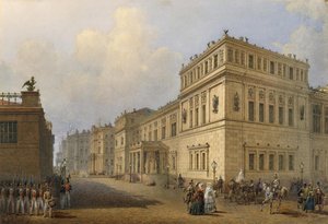Utsikt över New Hermitage genom Millionnaya Street av Vasily Semyonovich Sadonikov