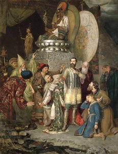 "Prins Mikael av Chernigov vid Batu Khans läger", 1246 1883. av Vasily Smirnov