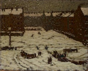 Förort i snöväder av Václav Malý