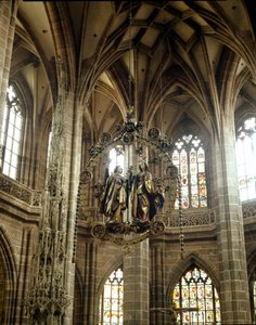 Annunciation Suspended skulptur av Veit Stoss (1455-1533) St. Lawrence Church, Nürnberg, Tyskland av Veit or Wit Stoss
