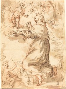 Kristusbarnet som visar sig för den helige Franciskus av Venetian 17th Century