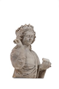 En snidad marmorbyst av ett krönt kvinnligt helgon (marmor) av Venetian School