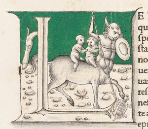 Detalj från "Historia Naturalis" av Plinius den äldre av Venetian School